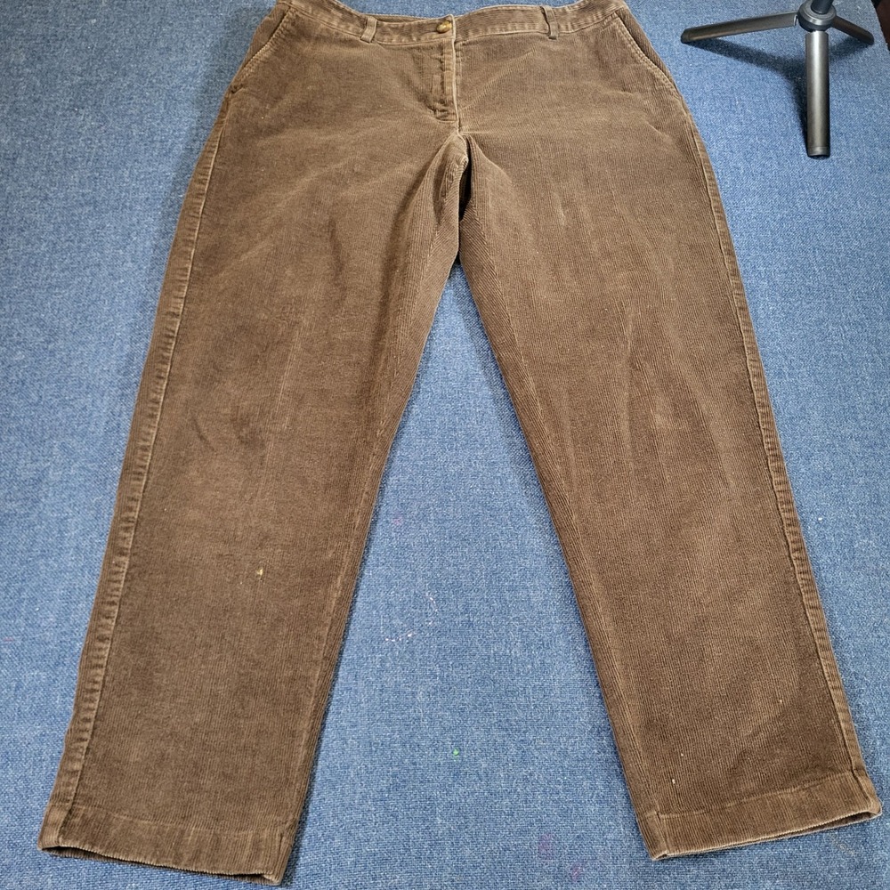 LL Bean Favorite Fit Straight Corduroy Pants Brown Womens 10 PET 0HPK3